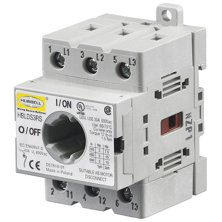 Hubbell Wiring Device-Kellems HBLDS3RS - Replacement Switch, 30 A, 600 V AC, Red