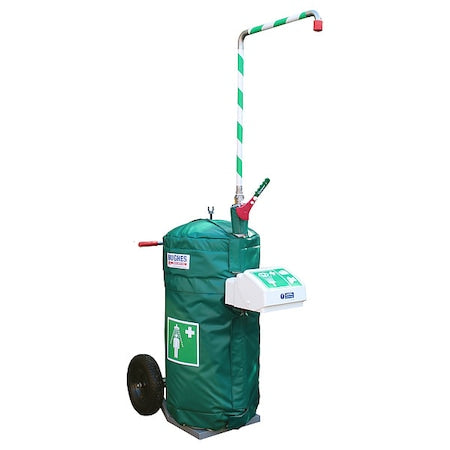Hughes J40K45G - Portable Shower, 91 in H, Acrylic-Capped ABS Plastic Bowl, Green, Red, White