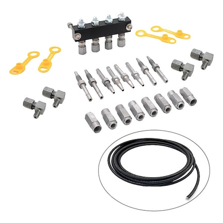 Locknlube LNL81204-1/4 - Four Point Manifold Kit,Aluminum/Steel