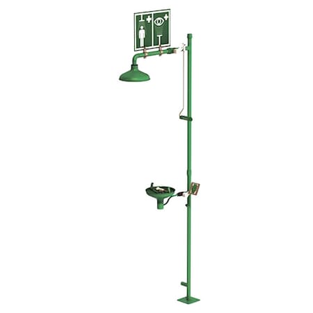 Hughes Safety Showers L18GS34G - Lab Combination Shower, Floor Mount, Stainless Steel