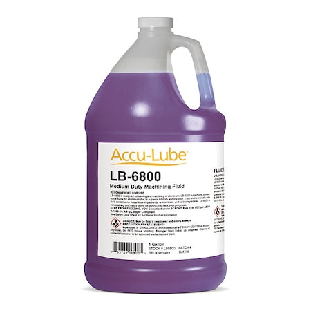 Accu-Lube LB6800 - Cutting Fluid, LB-6800, Straight Oil, 1 gal, Jug, Purple, 4 PK