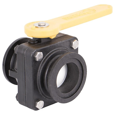 Banjo MVS220CF - Manual 2-Way Ball Valve,Flange,Polypro