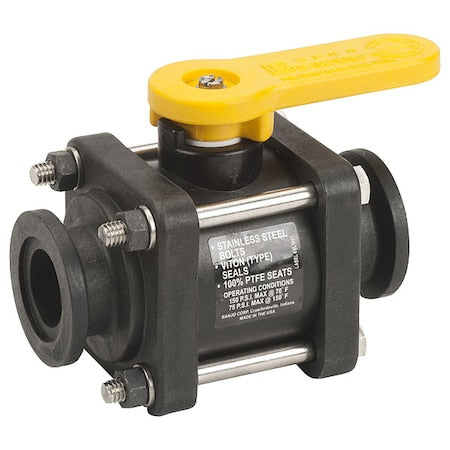 Banjo MV100CF - Manual 2-Way Ball Valve,Flange,Polypro