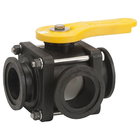 Banjo MV220SL - Manual 3-Way Ball Valve,2",Polypro