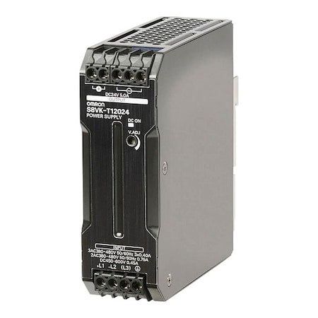 Omron S8VK-T12024 - Switching Power Supply, 380/480 V AC; 450/600 V DC, 24 V DC, 120 W, 5 A, DIN Rail