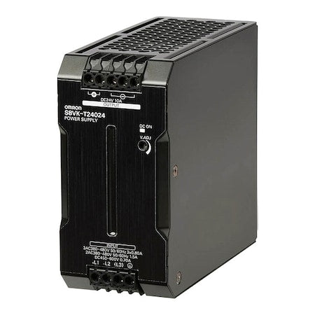 Omron S8VK-T24024 - Switching Power Supply, 380/480 V AC; 450/600 V DC, 24 V DC, 240 W, 10 A, DIN Rail