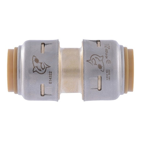 Sharkbite UR008 - Fitting, Straight, Brass, Push-Fit 1/2 in, Push-Fit 1/2 in