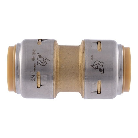Sharkbite UR016 - Fitting, Straight, Brass, Push-Fit 3/4 in, Push-Fit 3/4 in