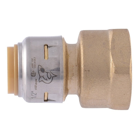 Sharkbite UR068A - Push-Fit Coupling Fitting, Straight, Brass, 1/2 in, FNPT 1/2 in