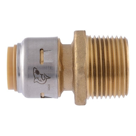 Sharkbite UR116 - Fitting, Straight, Brass, Push-Fit 3/4 in, MNPT 1/2 in