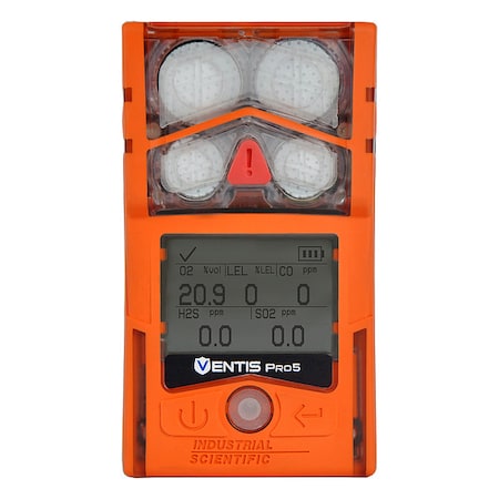 Ventis VP5-K1234101101 - Ventis Pro5 Multi-Gas Detector, CO, H2 S, LEL, O2 LCD with Backlight