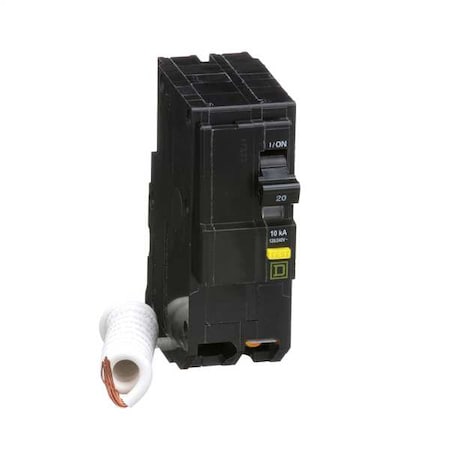 Square D QO220GFI - Miniature Circuit Breaker, QO Series, 20 A, 2 Pole, 120/240 V AC, 10k A at 120/240 V AC, A Curve