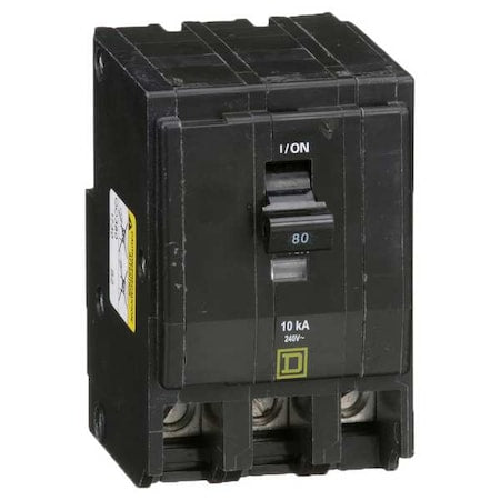 Square D QO380 - Miniature Circuit Breaker, QO Series, 80 A, 3 Pole, 120/240 V AC, 10k A at 120/240 V AC