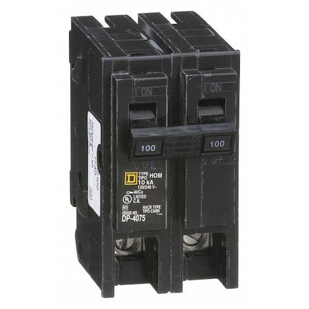 Square D HOM2100 - Miniature Circuit Breaker, HOMELINE Series, 100 A, 2 Pole, 240 V AC, 10k A at 240 V AC