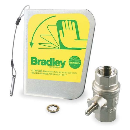 Bradley S30-072 - Ball Valve, Brass (Ball Valve), Stainless Steel (Eyewash Handle), Yellow, For Use With, Eyewash