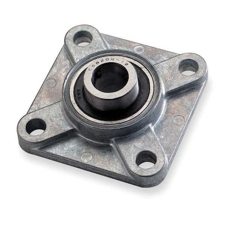 Dayton 1F548 - 4 Holes, Square Housing, 4 Bolt Flange Bearing, Radial Ball, 3/4 in Dia, Zinc Die Cast, Set Screw