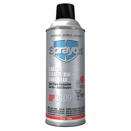 Sprayon S03109000 - Stencil Ink,16 oz,Net 12 Oz,Dark Blue