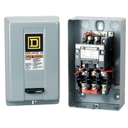 Square D 8536SCG3V08 - Magnetic Motor Starter, Non-Reversing, No Auxiliary Contacts, 208 V AC, 3 P, Screw Clamp