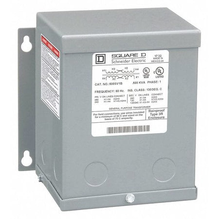 Square D 500SV1B - General Purpose Transformer, 500 VA, NEMA 3 R, 120/240 V AC, 240/480 V AC