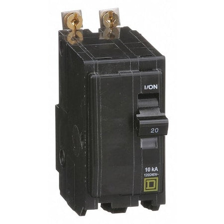 Square D QOB220 - Miniature Circuit Breaker, QO Series, 20 A, 2 Pole, 120/240 V AC, 10k A at 120/240 V AC