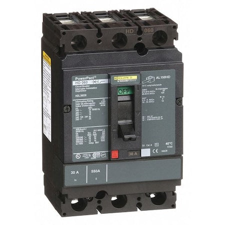 Square D HDL36030 - Molded Case Circuit Breaker, POWERPACT H Series, 30 A, 3 Pole, 600 V AC, 25k A at 240 V AC