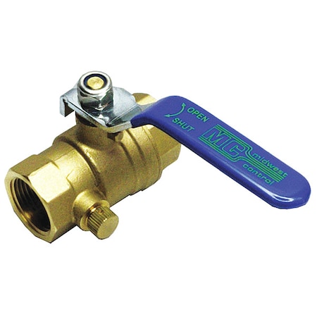 1PYP1 - 3/4" FNPT Brass Ball Valve with Drain Inline