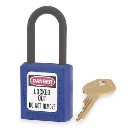 Master Lock 406BLU - Lockout Padlock, Keyed Different, Thermoplastic, Blue, 1 1/2 in Shackle Height, 1 1/2 in Body Width