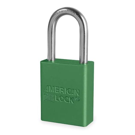 American Lock A1106GRN - Lockout Padlock, Keyed Different, Anodized Aluminum, 1 1/2 in Shackle, Includes 2 Keys, Green