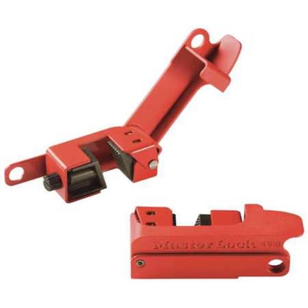Master Lock 491B - Grip Tight Single Pole Breaker Lockout, Steel, Clamp-On, For Voltage 120/277 V AC, 1 Padlock, Red