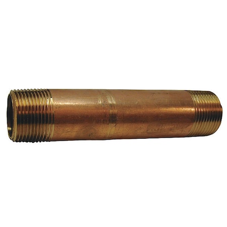 461-060 - 1/4" MNPT x 6" TBE Red Brass Pipe Nipple Sch 40