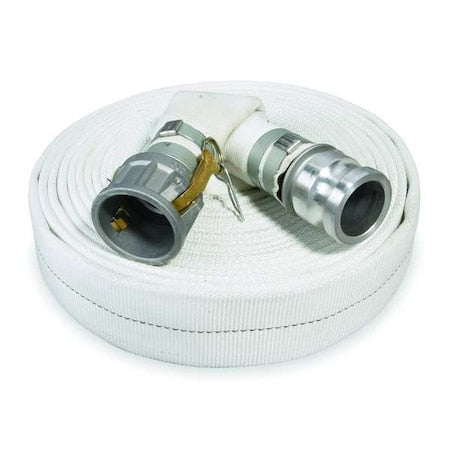 1ZMT8 - 1-1/2" ID x 50 ft Rubber Water Discharge Hose 125 PSI WT