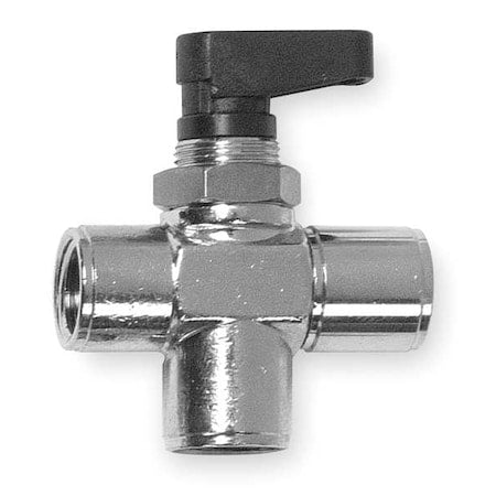 Aignep Usa 86700-02 - 1/8" FNPT Nickel Brass Mini Ball Valve 3-Way, Standards: NA