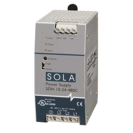 Solahd SDN1024480C - DC Power Supply, 380/480 V AC, 24 V DC, 240 W, 10 A, DIN Rail
