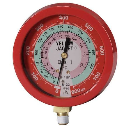 Yellow Jacket 49515 - Gauge,3 1/8 In Dia,High Side,Red,800 psi