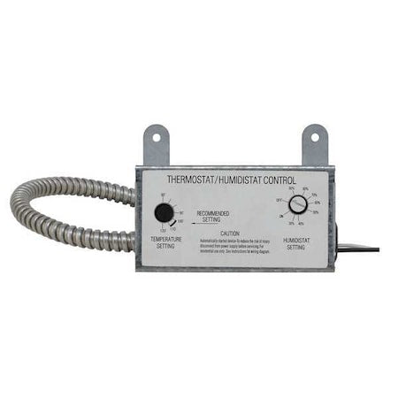 Dayton 10N203 - Line Voltage Thermostat, Cool Only, 60 to 120 F, Adjustable Screw, 120 V AC, 1 C