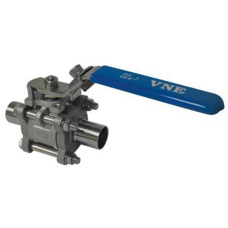 Vne E90WW-6.75 - 3/4" Butt Weld Stainless Steel Sanitary Ball Valve 2-Way