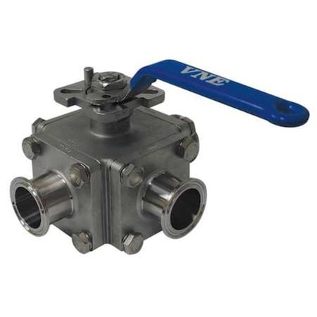 Vne EG93CCC-62.0 - 2" Clamp Stainless Steel Sanitary Ball Valve 3-Way