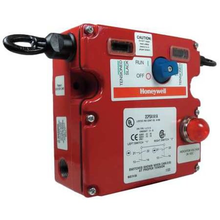 Honeywell 2CPSA1A1B - Cable Pull Safety Switch Dual Head 2 NO/2 NC 1/2 NPT 120 VAC LED