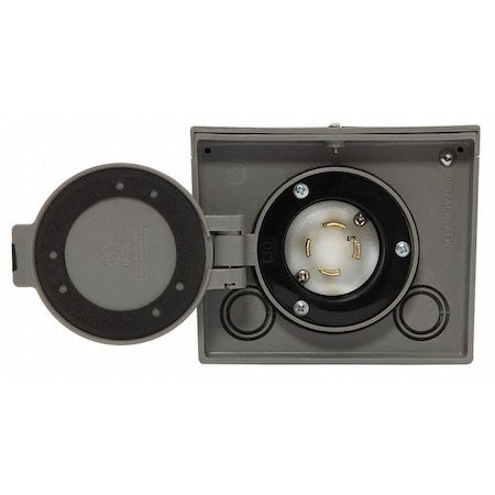 Generac 6340 - 30 Amp Power Inlet Box, 125/250 V, raintight resin, NEMA L14-30 with spring-loaded flip lid