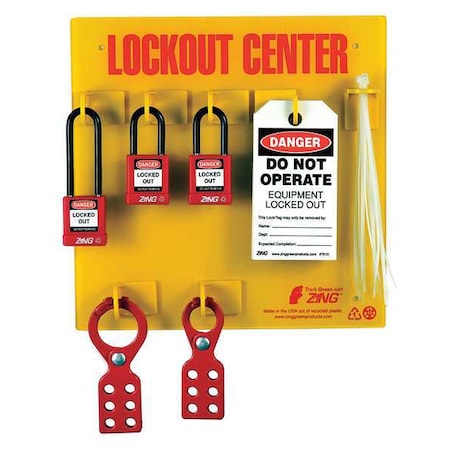 Zing 7113 - Lockout Station,Filled,3 Padlocks