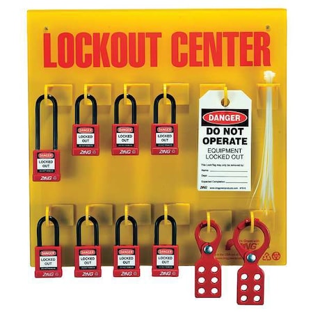 Zing 7114 - Lockout Station,Filled,8 Padlocks