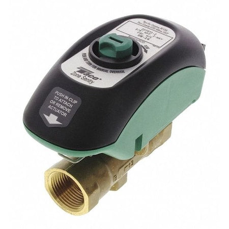 Taco V075T2G2ZA024Q4A2 - Motorized Zone Valve,NC,Brass,3/4 in NPT