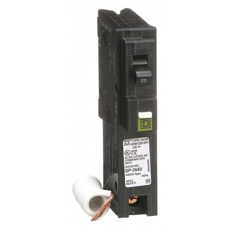 Square D HOM120CAFI - Miniature Circuit Breaker, HOMELINE Series, 20 A, 1 Pole, 120 V AC, 10k A at 120 V AC