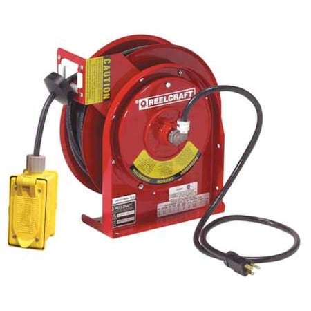 Reelcraft L 4545 123 7ASB - Retractable Cord Reel with 45 ft. Cord 2-Outlet 12/3