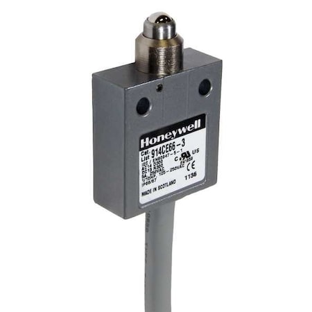 Honeywell 914CE66-3 - Limit Switch, Ball Bearing, Plunger, 1 NC/1 NO, 5 A at 240 V AC, Actuator Location: Top