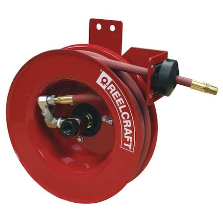 Reelcraft 5650 OLPSMR - Spring Return Hose Reel, 3/8 in Hose Diameter, 50 ft Length, 300 psi Max. Pressure, Brass, Red