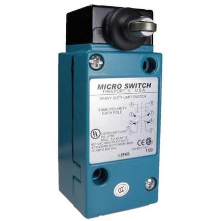 Honeywell LSF4L - Limit Switch - Heavy Duty, DPDT, Side Plunger Roller, 10 A 600 V, NEMA Rated
