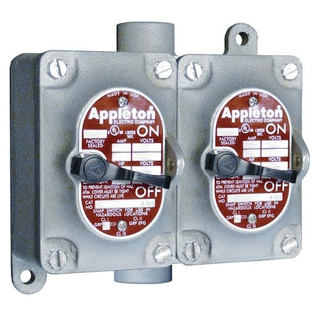 Appleton Electric EDSC250-F3W - Tumbler Switch,EDSC Series,2 Gangs,3-Way