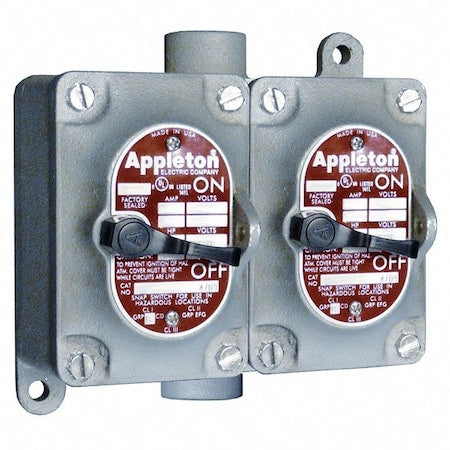 Appleton Electric EDSC128 - Tumbler Switch,EDSC Series,2 Gang,2-Pole