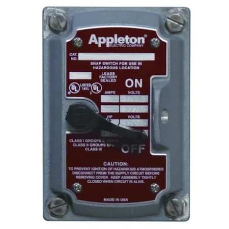 Appleton Electric EDSF32Q - Cover/Chamber/Switch, 2-Pole, 1 Gang, 30 A